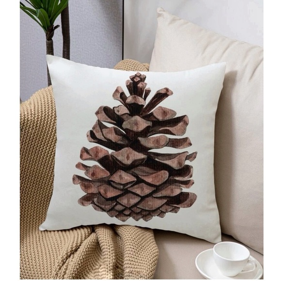 Pillow Cover Pinecone Nature Natural Decorative Zipper Closure Square 18 X 18 in - Picture 5 of 15